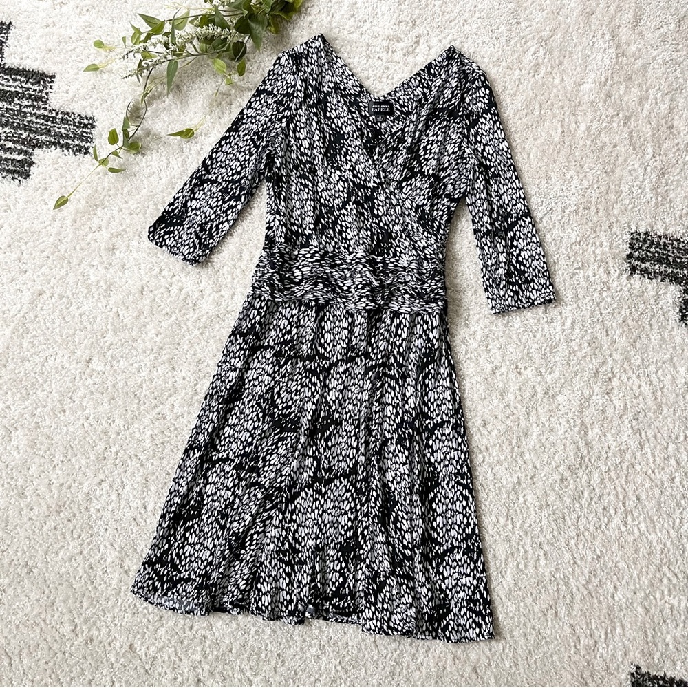 [adrianna papell] stretch faux wrap midi dress